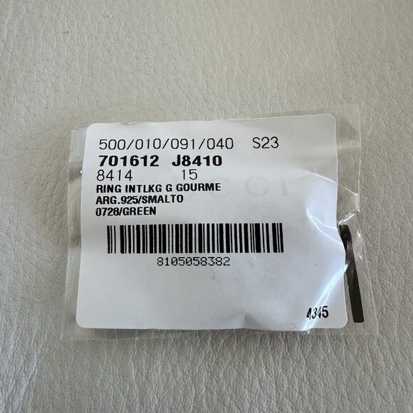 NEW GUCCI INTERLOCKING RING SILVER GG LOGO GREEN Chain Sz 15 IT 7.25 US Enamel - Picture 7 of 8